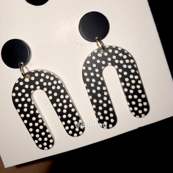 Polka Dot Horseshoe Dangle Earrings - Picture 3 of 6